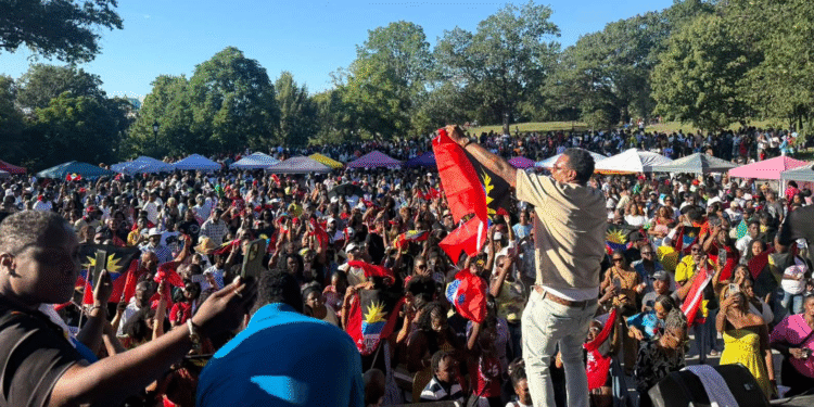 The Antigua and Barbuda flag flew high at Labour Day celebrations in Brooklyn, New York