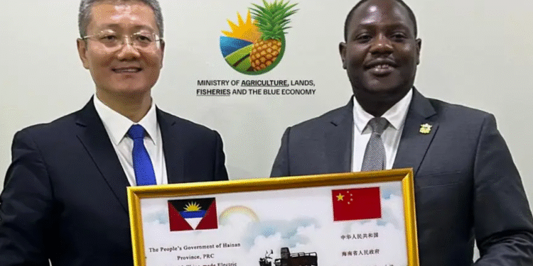 A high-level delegation from Hainan Province in China makes donation to Antigua and Barbuda