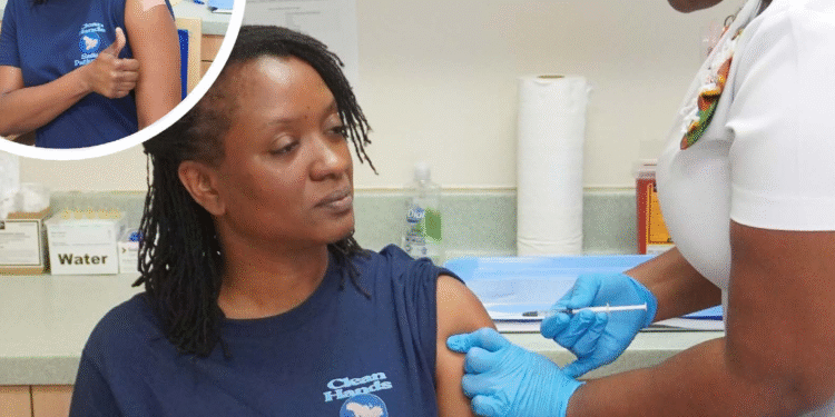 Sir Lester Bird Medical Centre Staff Lead by Example in Annual Flu Vaccination Drive
